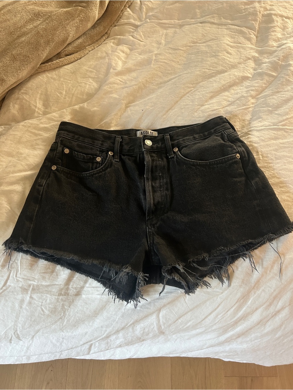 Agolde Black Denim Shorts